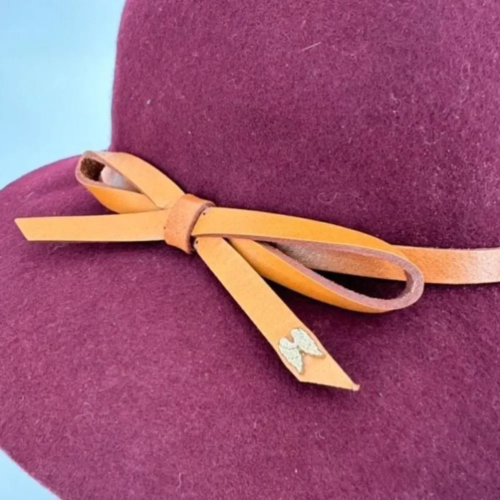 Vintage Victoria Secret Wide Brim Wool Floppy Brim Hat Wine‎ Burgundy elegant